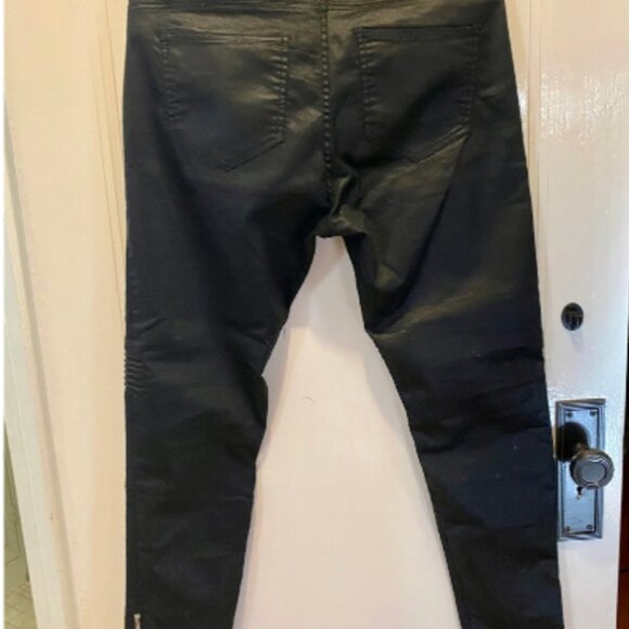 Faux Leather Pants with Ankle Zippers and Knee Details - NWOT - Picture 4 of 5